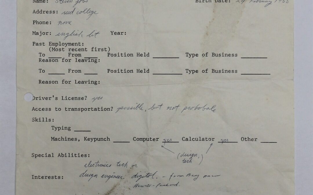 Apple founder’s 1973 job application sold for £200,000 in recruitment firm liquidation